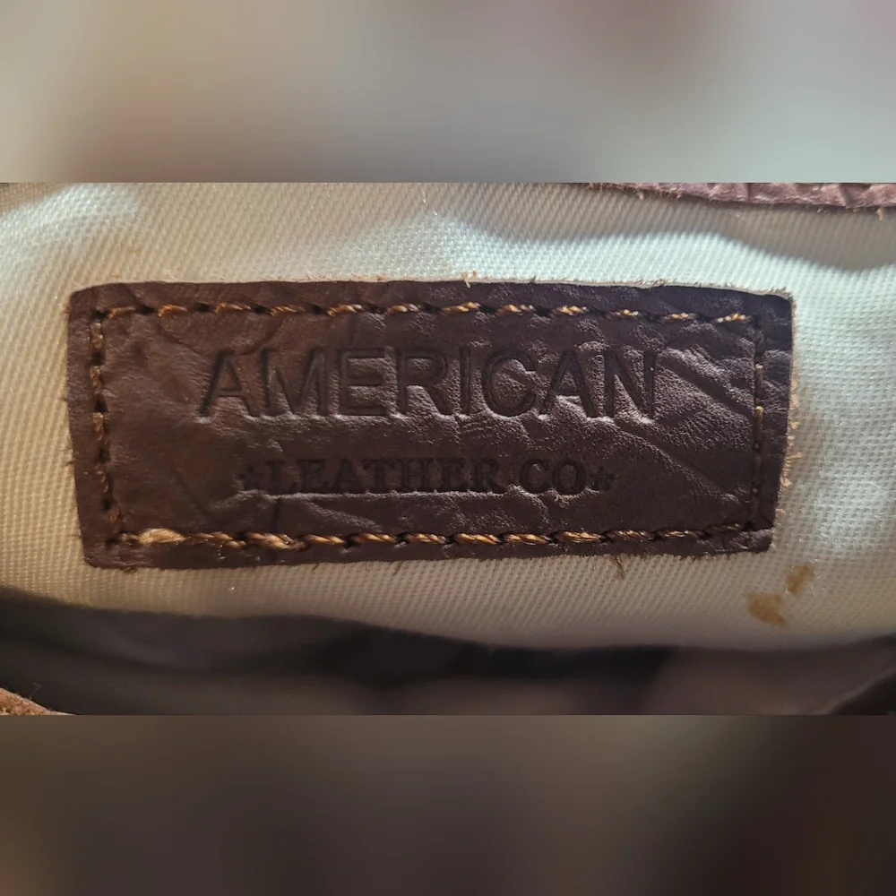 American Leather Brown Leather Embossed Women's Backpack - Picture 6 of 6